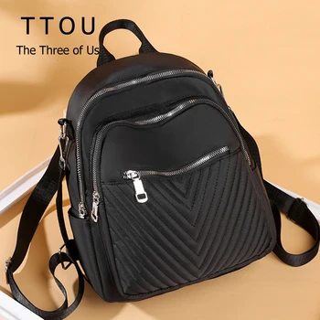 

TTOU Fashion Oxford Backpack for Teenages Girls Solid Color Quality School Bag Wave Pattern Bagpack Travel Backpack Daypack