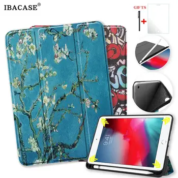 

case for ipad mini4 mini5 tablet cover pattern Soft silicone bottom Back PU Leather Smart Cover Auto Sleep put apple pencil