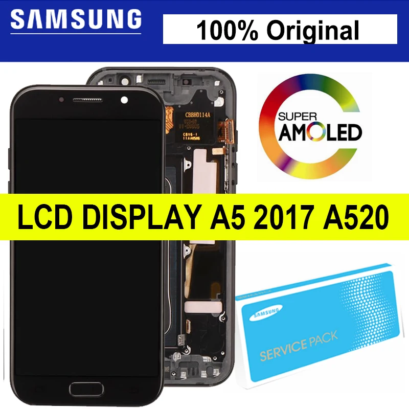 

100% Original Super AMOLED 5.2" LCD For SAMSUNG Galaxy A5 2017 A520 SM-520F A520M LCD Display Touch Screen Assembly Repair Parts