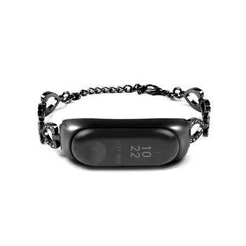 

Sports Wristband SmartWatch Accessories For Xiaomi Mi Band 3 Stainless Steel Bracelet Diamond Smart Watch Bands Strap