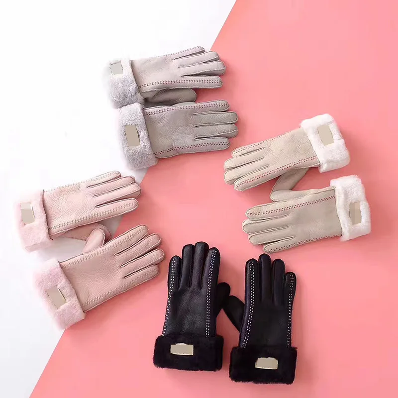 Gloves PU Leather Women Gloves Lady Waterproof Rabbit Fur Thick Warm Spring Winter Gloves Christmas Gifts