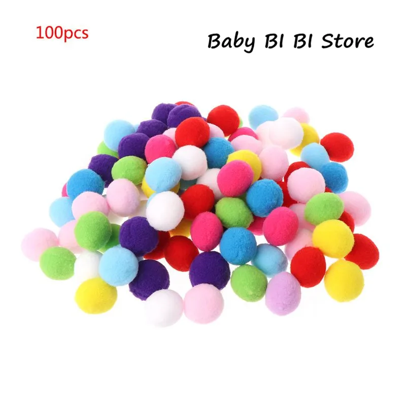100 PCS 100 шт 25 мм Мини пушистые мягкие помпоны шар ручной работы детские игрушки DIY товары для шитья и рукоделия смешанные цвета - Цвет: 100 PCS