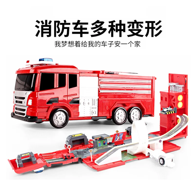 

Fire Truck Toy Boy CHILDREN'S Building Blocks Parking Lot Car Model Large Size 7 Transformation 9 Educational 6 Assembled 2-3-Ye