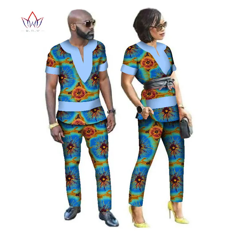 Африканские платья для женщин дизайн парная одежда для влюбленных Дашики мужские рубашки с длинным рукавом брендовая одежда плюс размер WYQ24 - Цвет: 18