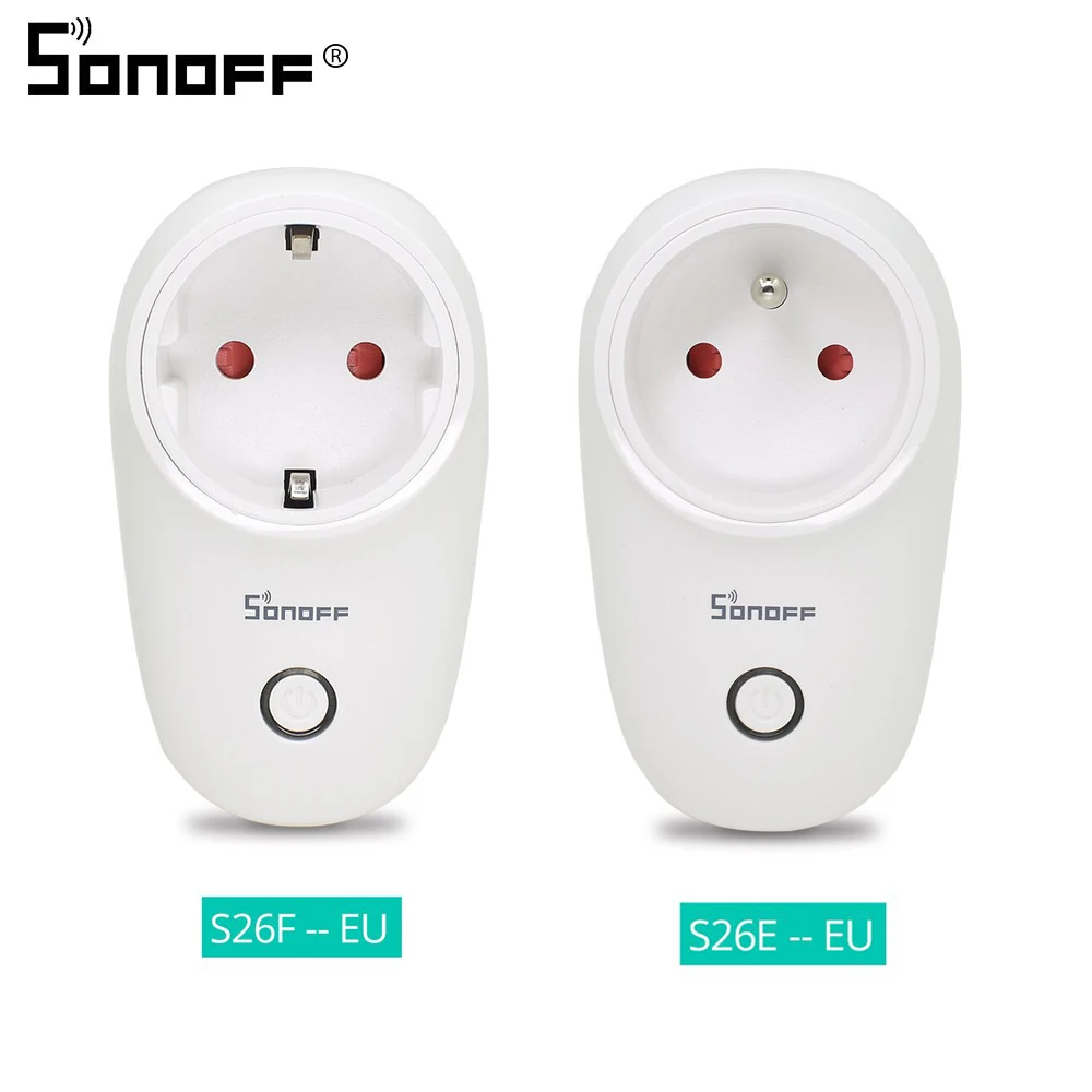  SONOFF S26 Wireless WiFi Smart Plug EU 220V Wifi Switch/Sockets Works With Ewelink Alexa Google Hom - 4000298985545