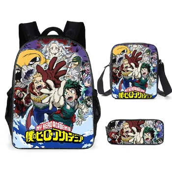 

Anime My Hero Academia School Bags Harajuku Kawaii Backpack for Boys Girls Casual 3pcs Schoolbags Orthopedic Rucksack Mochilas