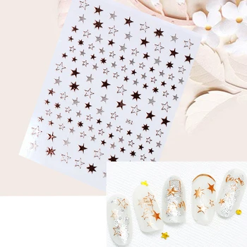 

1 Sheet Star Alphabet Geometry Nail Sticker Rose Gold Feather Water Decal DIY Decoration Nail Art Transfer Sticker