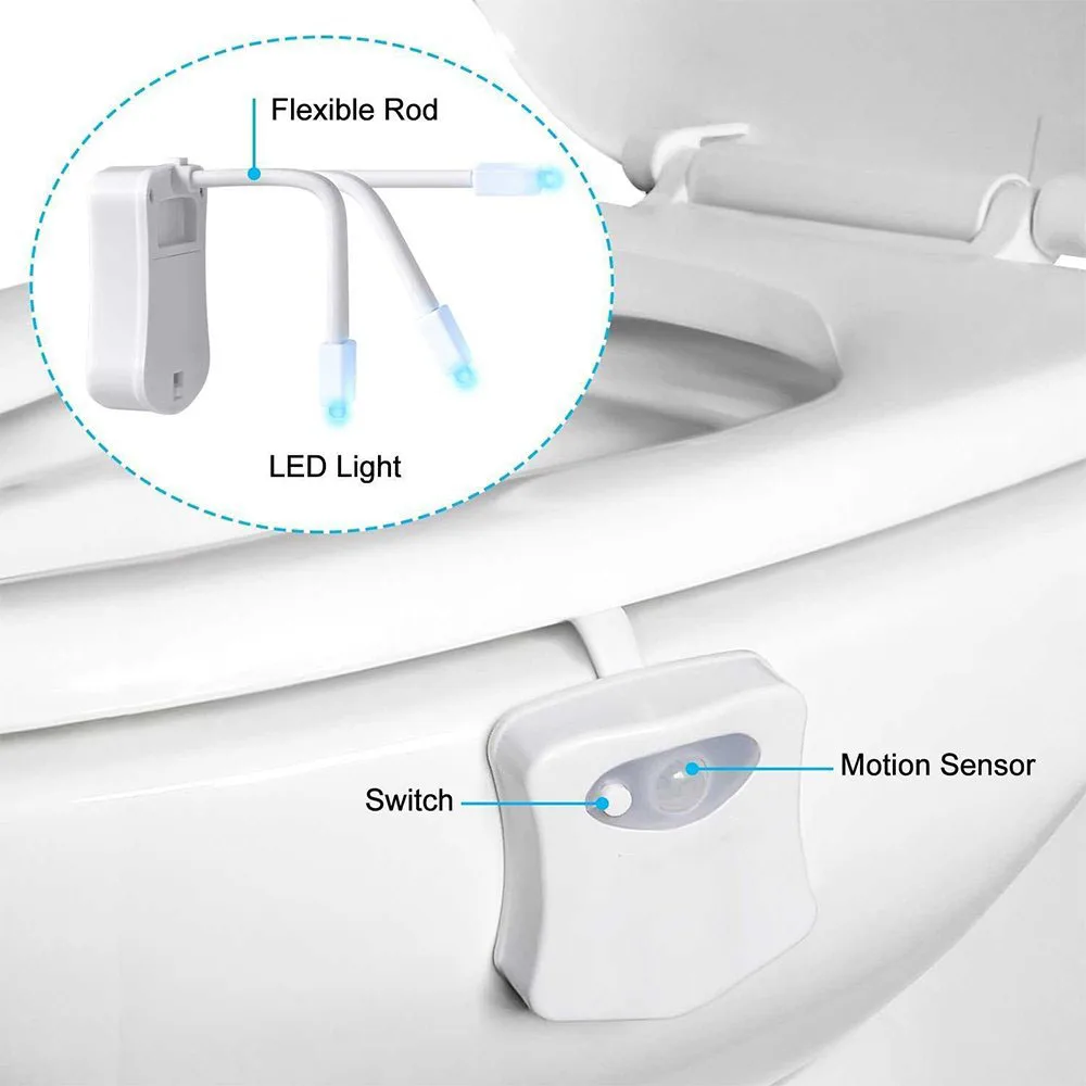 Smart Toilet Night Light LED PIR Motion Activated On/Off WC Light Waterproof Backlight for Bathroom Toilet Bowl Nightlight