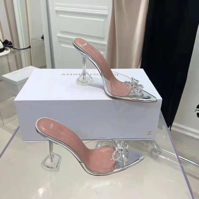 transparent glass heels shoes