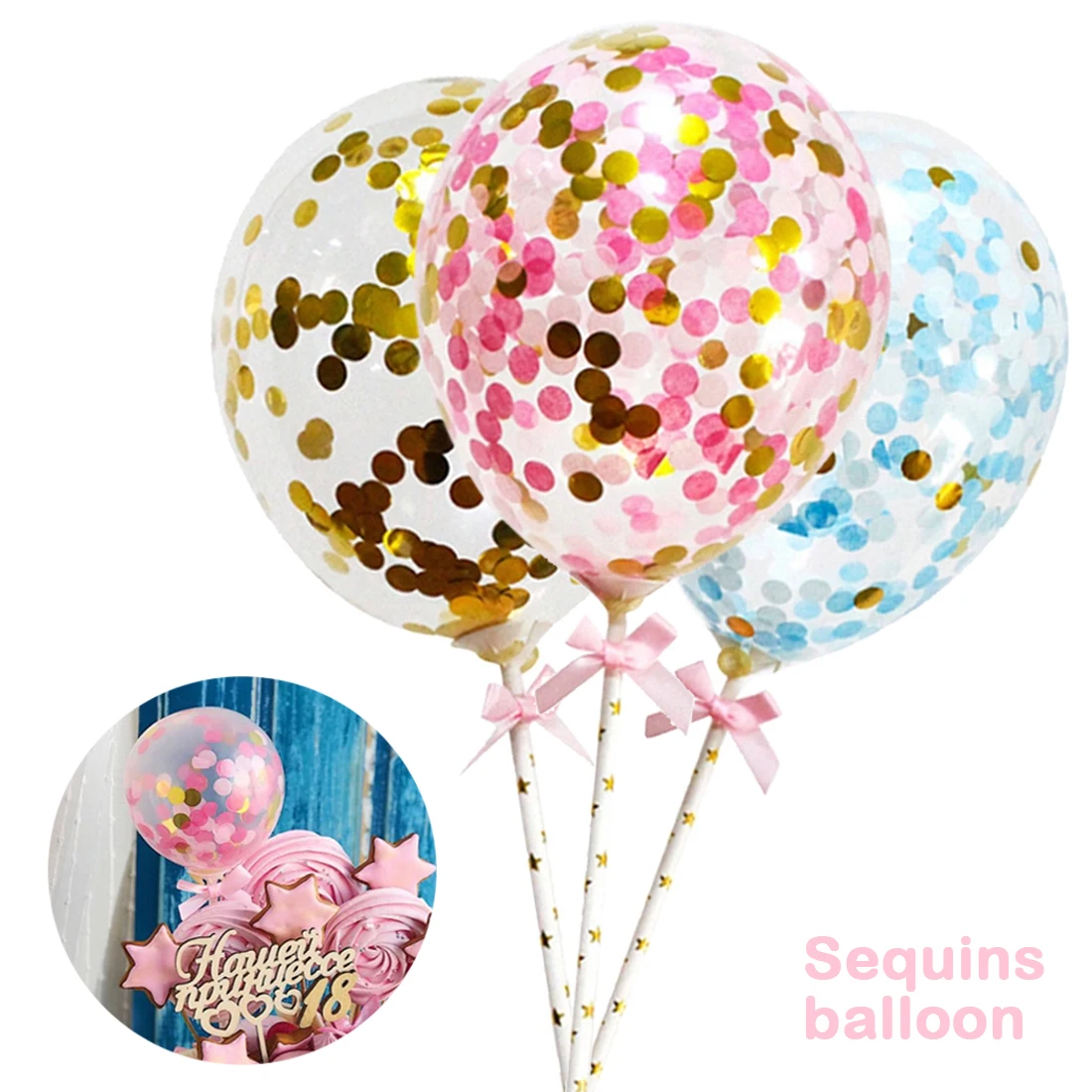 

Confetti Latex Balloons Pink 5 Inches Party Balloons Topper for Baby Shower Bridal Baby Shower Wedding Decorations