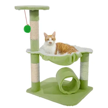 

Cat Tree 28" Stable Cute Sisal Cat Climb Tower Household Cat Climb Holder Cat Jumping Toy with Ladder Playing Tree Lamb Green