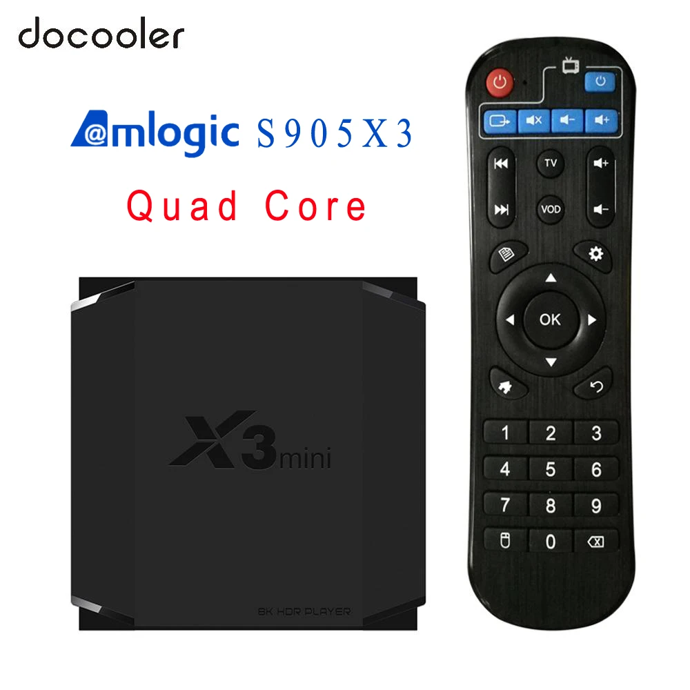 ТВ приставка docooler X3mini Android 9 0 X3 мини смарт четырехъядерный Amlogic S905X3 UHD 4K