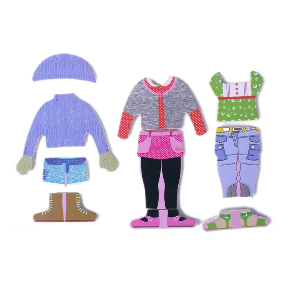 Promo  Wooden Dress Up Jigsaw Dress Up Puzzle Toy Baby Clothing Matching Puzzle Early Education Toy Figure