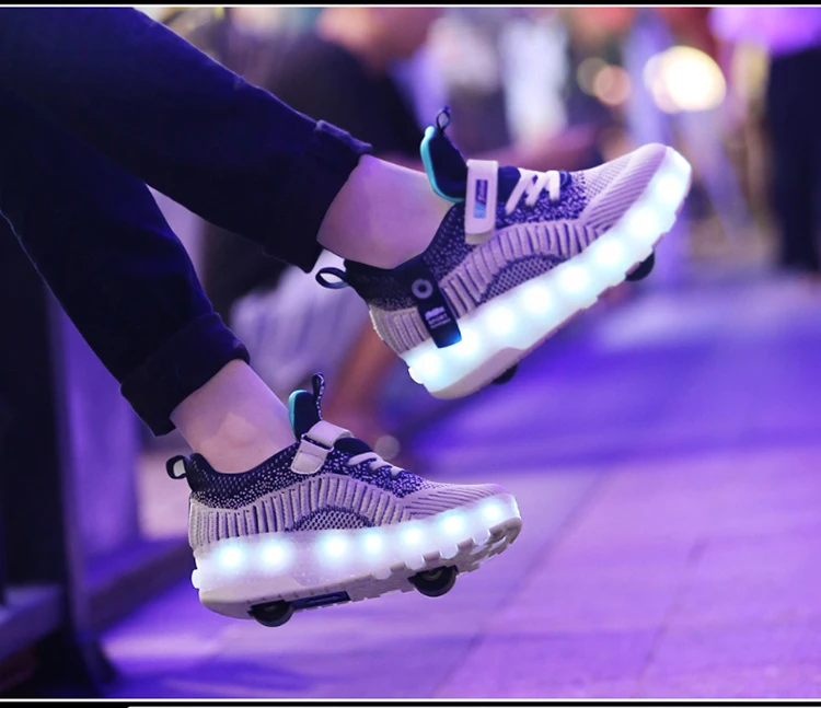 Heelies USB зарядка светодиодный Красочные Дети Мода кроссовки с два колеса роликовые коньки обувь для мальчиков и девочек