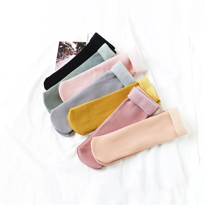 

7 Color Plus Velvet Socks Women High Quality Thick Keep Warm Sox Durable Soft Sleeping Snow Female Socks Winter Casual
