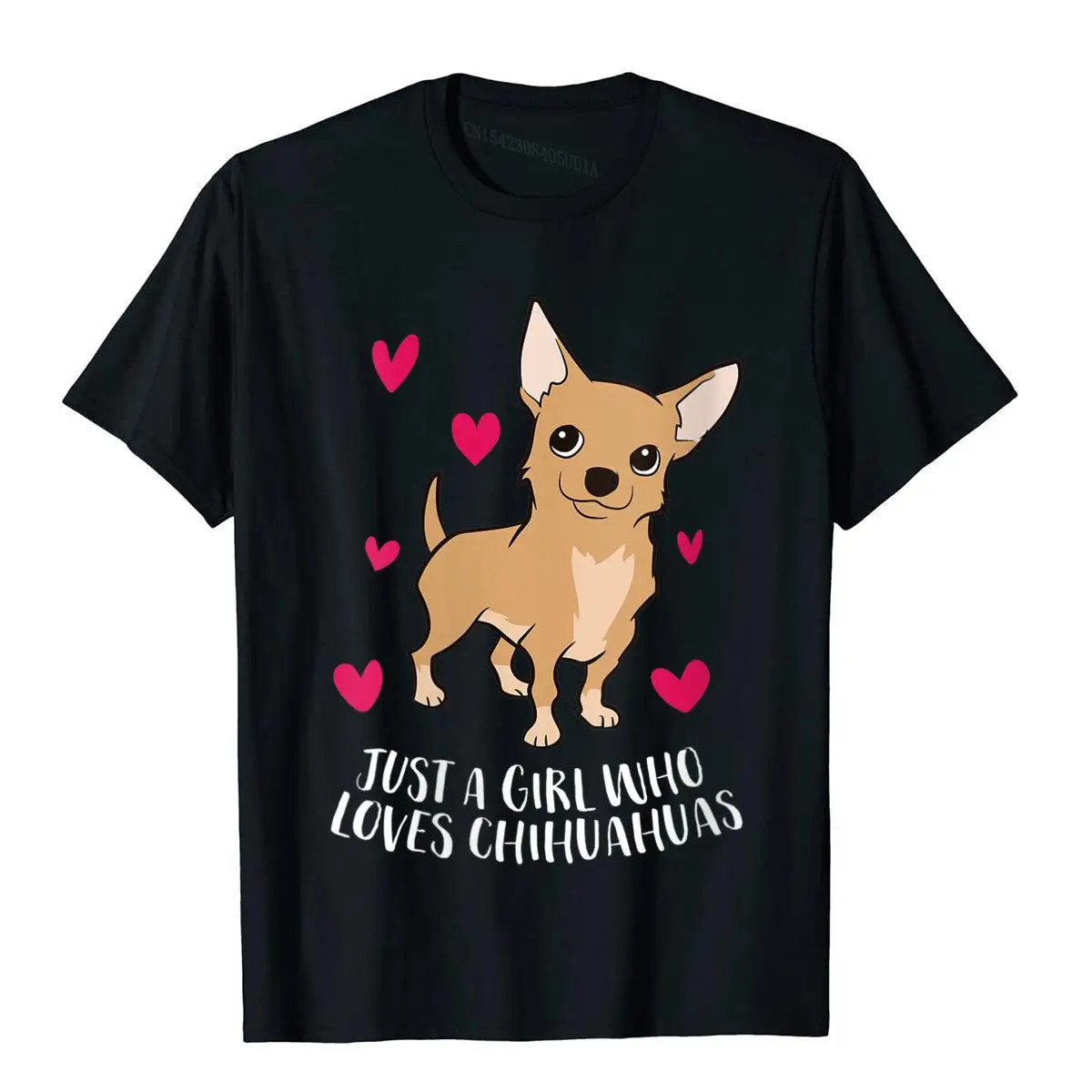 Womens Just a Girl Who Loves Chihuahuas Cute Chihuahua Dog Girl V-Neck T-Shirt__B5679black