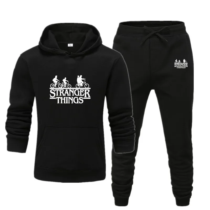 

2020 New men's hoodies suit Stranger things Sports Sportswear Suits Spring Autumn Two Pieces Hoodies Pants Set Male Sweat Suit