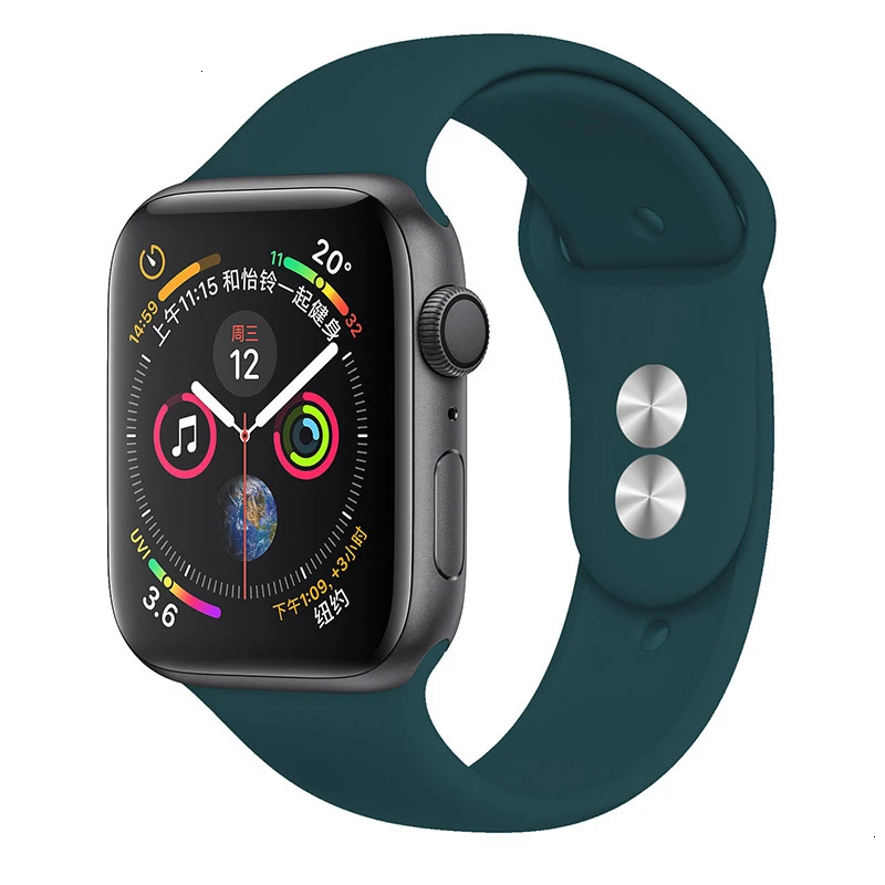 Силиконовый ремешок для Apple Watch band 44 мм 42 мм iwatch series 5 4 3 2 1 браслет 40 мм 38 мм pulseira умные часы аксессуары петля - Цвет ремешка: 36 Blackish Green