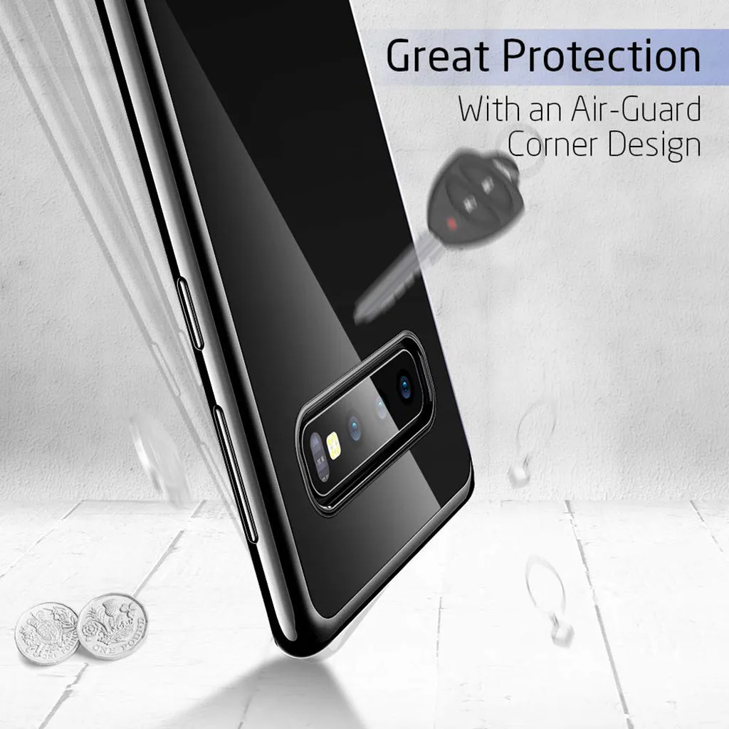 For Samsung S10 Plus Shockproof Bumper Transparent Silicone Phone case Portable Half Wrapped Phone Cases Anti-scratch Phone Case