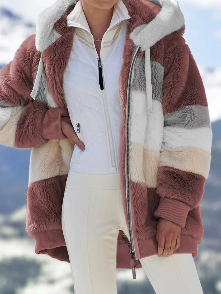 Dames lange jassen fleece sherpa warme parka tops vrouwen plus size faux pluche jas lange mouw body warmer faux harige jas capuchon mode casual bovenkleding vrouwen workout jassen volledige rits