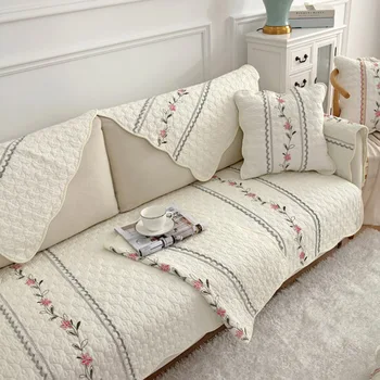 

Cotton Sofa Cover for Sitting Room Modern Nordic Non-slip Four Seasons Cloth Art Cushion Cover Embroider Couch towel