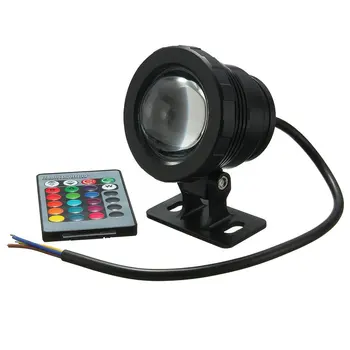 

IP68 10W RGB LED Light Garden Fountain Pool Pond Spotlight Waterproof Underwater Lamp with Remote Control Black/Silver
