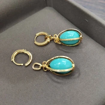 

Green Turquoise 925 Sterling Silver Dangle Earring Oval Crystal Bowknot Tobe Pendant Necklace Women Wedding Party Jewelry