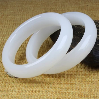 

Zheru Jewelry Natural Hetian Jade White 54-62mm Bracelet Elegant Princess Jewelry For Mom For Girlfriend