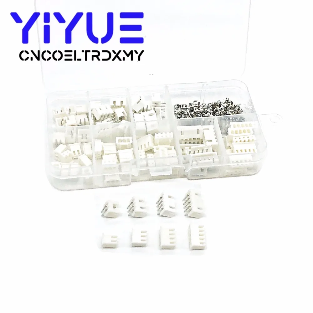 220pcs JST XH2.54 wire Connector XH 2.54mm 90 angle Curved pin Header + Housing + Terminal Kit 2p 3p 4p 5pin XH Kits TJC3
