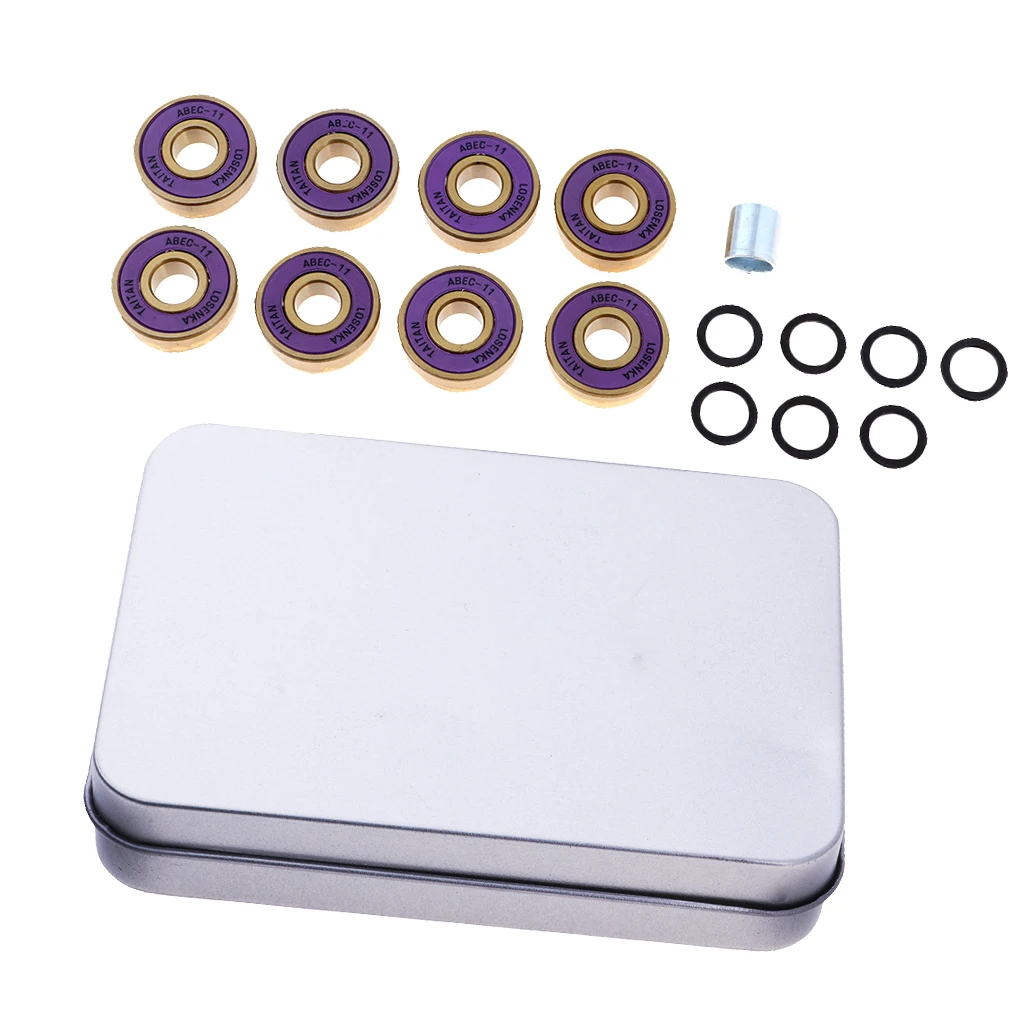 Titanium ABEC 11 Premium Bearings 8Pcs for Skateboards and Inline Skates