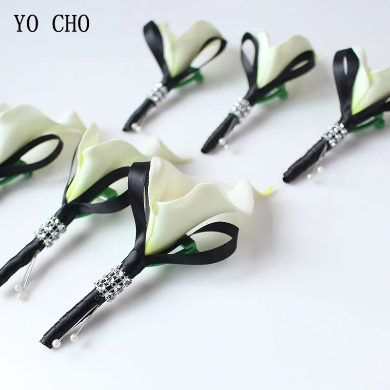 white black wedding boutonniere  (6)
