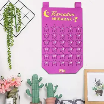 

EID Ramadan Decor Blue Pink Felt Calendar Islam Muslim EID Kareem Mubarak Decor Party Hanging DIY Festival Ramadan Happy R0C7
