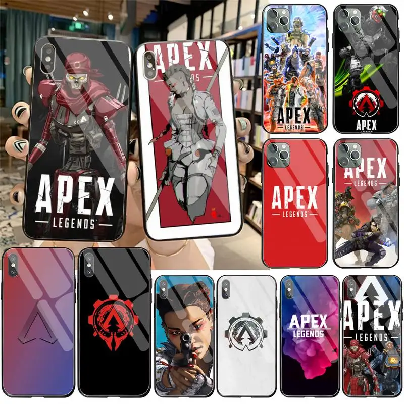 Чехол Apex Legends черный мягкий чехол для телефона закаленное стекло iPhone 11 Pro XR XS MAX 8X7 6S