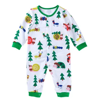 

Infant Autumn Winter Christmas Long Sleeves Cartoon Pattern Print Baby Girls Boys Jumpsuit Climb Soft Romper Clothes for Kids
