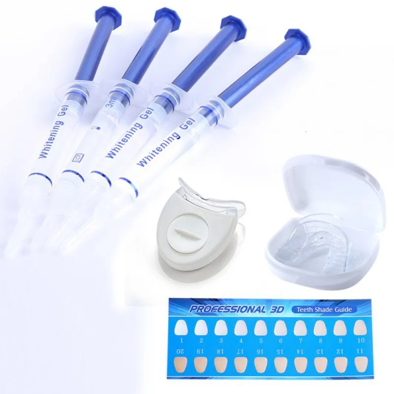 

Teeth Whitening 4pcs Kits Tooth Bleaching Gel Brightening Dental Peroxide Equipment With Led lights Oral Hygiene Smile Products