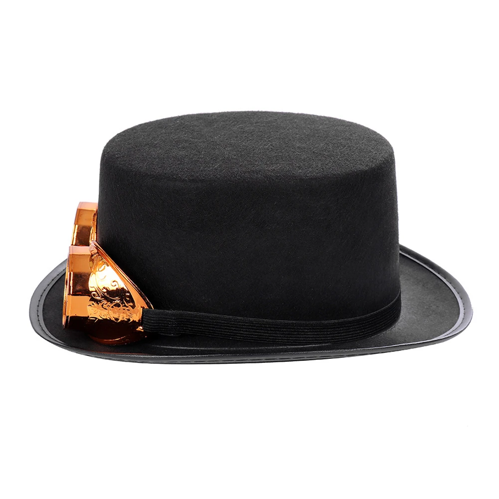 Черные Шляпы в винтажном стиле в стиле панк с очками карнавальный костюм аксессуары шляпа в стиле стимпанк для мужчин и женщин Новинка