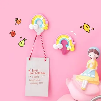 

Creative cute hook strong viscose wall hanger sticky hook bedroom girl free punch hole wall door hook wall mounted hook
