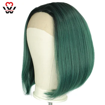 

MANWEI Straight Hair Wigs Middle Part Machine Made Wig I Type Lace Wig Short Hair Style Brazilian Hair