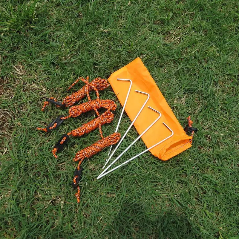 Outdoor Adjustable Tent Fixed Nails Windproof Rope Storage Bag Set Camping Accessories Canopy Fixed Rod Steel Nail Fitting AHPU