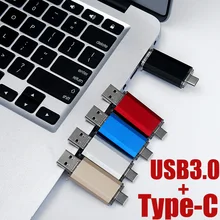 USB флеш-накопитель 64, 128 ГБ, 256 ГБ, OTG, металлический USB 3,0, флеш-накопитель, ключ, USB флеш-накопитель, Тип c, высокоскоростная Флешка флеш-накопитель, карта памяти usb