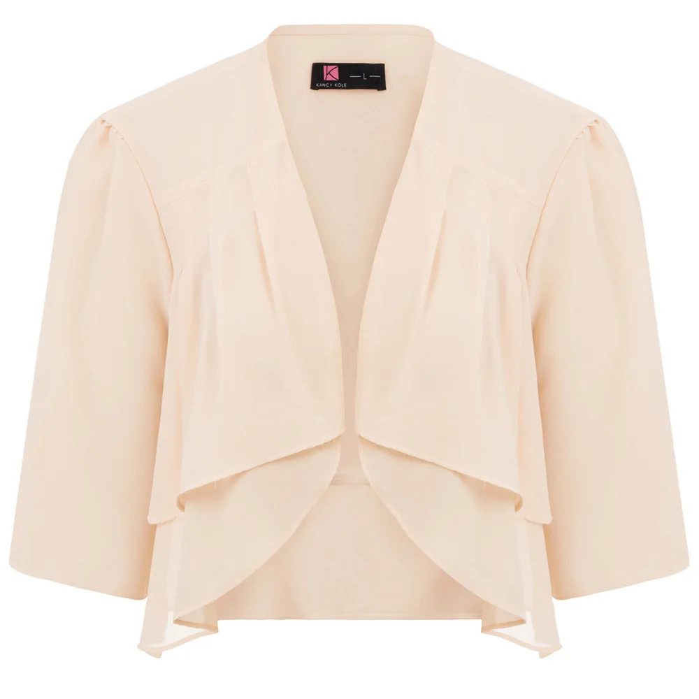 

Cropped Bolero Cover-Up Shrug Top Chiffon White Comfy 3/4 Sleeve Open Front Women Ladies Lightweight autumn Jacket Vestidos