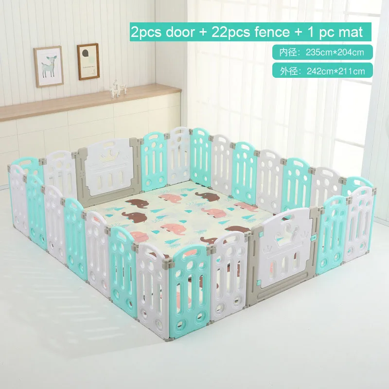 Green Total 24pcs Супер Роскошный детский манеж с бесплатным ковриком, детский манеж для детей, детская игровая площадка для помещений, детский шариковый манеж для игры в бассейн - Цвет: Green Total 24pcs