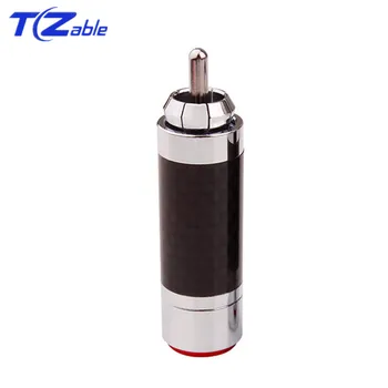 

DIY RCA Connector Speaker Plug Male Rhodium Plated HiFi Audio Jack Carbon Fibre Copper RCA Connectors For Amplifier Red Silver