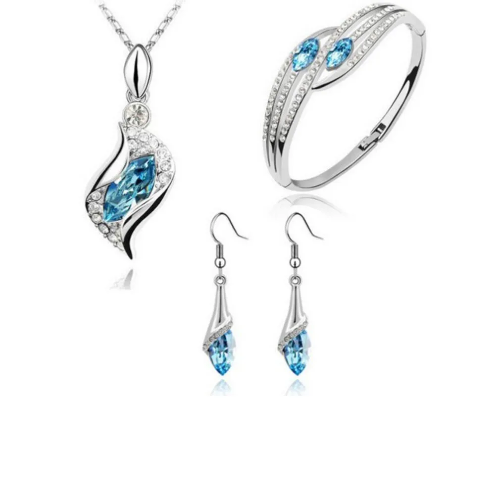 

Fashion Style Jewelry Set Crystal Chic Eyes Drop Earrings Necklace Bracelet DIY
