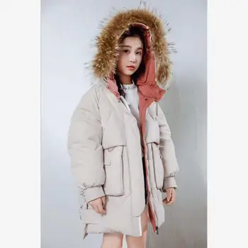 

Winter New Down coat baby girl clothes children thicker warm hooded outerwear real fur collar down jackets for girls Y3350