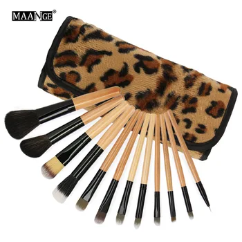 

12pcs Professional Makeup Brushes Set Brow Eyeshadow Lip Nasal Concealer Power Foundation Blender Blush & Leopard print package