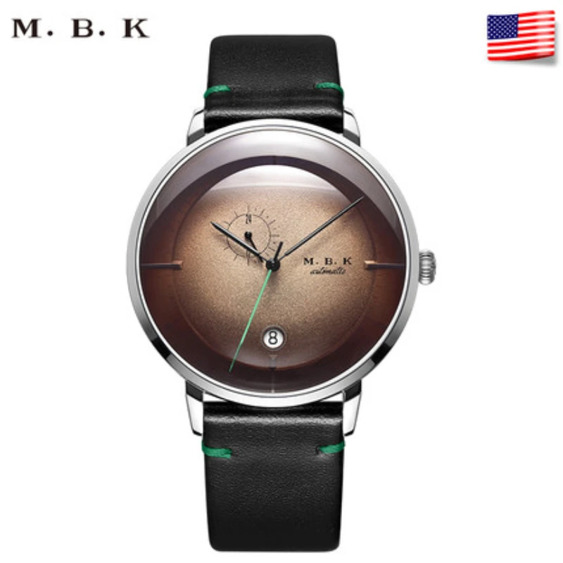 Роскошные Брендовые мужские часы MBK, автоматические механические, натуральная кожа, полностью стальные, с защитой от ветра, 24 часа, сапфировые, водонепроницаемые