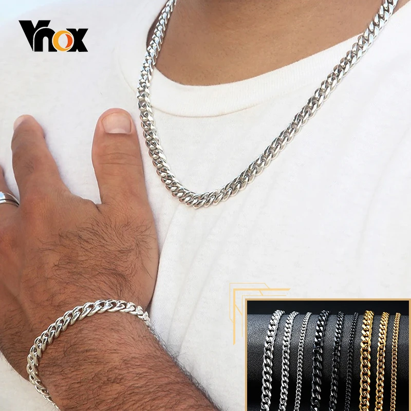 Vnox 18-70 centimetri Curb Collane A Catena 3-11 millimetri degli uomini di Miami Cuban Link Classic Punk Pesante metallo In Acciaio Inox Lunga Collana Delle Donne