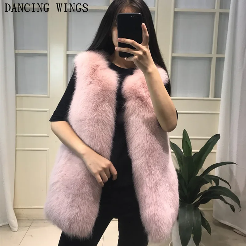 

Women Natural Fox Fur Vests Solid Full Pelt Genuine Real Fox Fur Gilets Jackets Female Winter Warm Thick Sleeveless Coat