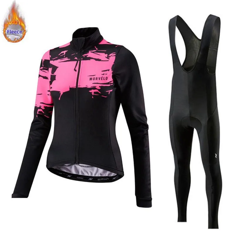 Женский комплект зимней термальной флисовой одежды для велоспорта Pro Morvelo, MTB Одежда для езды на велосипеде, сохраняющая тепло, велосипедная одежда, костюм mujer